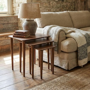 Square Black Nesting End Side Coffee Table Set of 3

Mid Century Modern Small Coffee Table | Wood Nest of Tables | Living Room Furniture

Add a clean and modern touch to your living space with this square black nesting end table set. Designed in a mid-century modern and minimalist style, these tables are perfect for small living rooms, apartments, and space-saving interiors.

You can use the tables together as a nesting set or separately as side tables, coffee tables, or sofa tables.