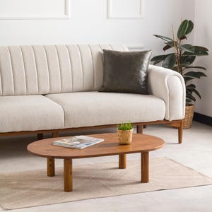 We combine Oval Low Coffee Table Walnut Wood with Mid Century Modern Coffee Table. Here is Unique Center Table as a Livingroom Furniture! This Wooden Large Coffee Table will be absolutely fantastic large coffee table.