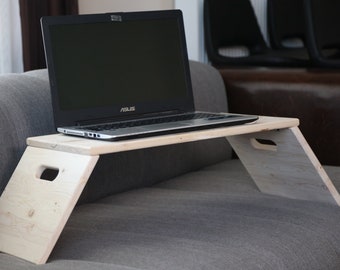 Soporte portátil para computadora portátil de madera, bandeja plegable para cama con soporte para Macbook Pro, soporte ergonómico para regazo que ahorra espacio, trabajo de oficina en casa fácil de configurar para superdotados