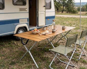 Folding Wooden Outdoor Tables, Foldable Picnic Pop Up Table