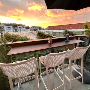 Mesa de bar plegable personalizable que ahorra espacio para barandillas de terraza, terraza, azotea y porche, balcón Mesa de bar plegable para exteriores Walnut