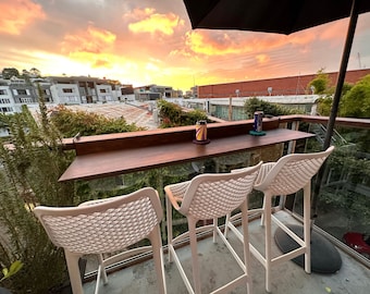 Customizable Folding Space Saving Balcony Bar Table for Deck, Veranda, Rooftop, and Porch Railings, Spacesave Outdoor Foldable Pub Bar Table