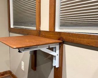 study table on wall Wall Mounted Space Saving Murphy Desk for Small Spaces - Handmade Wooden Foldable Murphy Desk