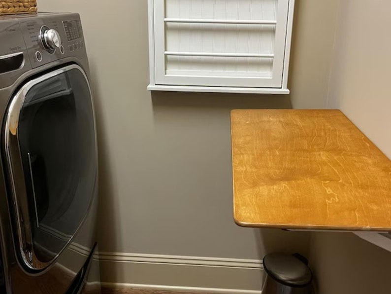 We perfectly combine Spacesaver Home Desk Table with Small Space Laundry Table for Home! Here is Wall Mounted Foldable Dorm Murphy Desk Table!