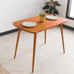 Rounded Oval Chestnut Dining Table Pine Wood Top, Small Space Diningroom Table 2 Person, Modern Breakfast Dine Table Home Kitchen Furniture