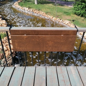 Walnut Balcony Table Space Saver, Balcony Bar Table for Railing, Wooden Patio Bar Table, Folding Table for Terrace, Custom Folding Table