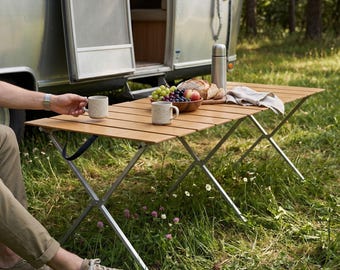 Foldable Picnic Table, Folding Wooden Outdoor Tables, Pop Up Pub Table