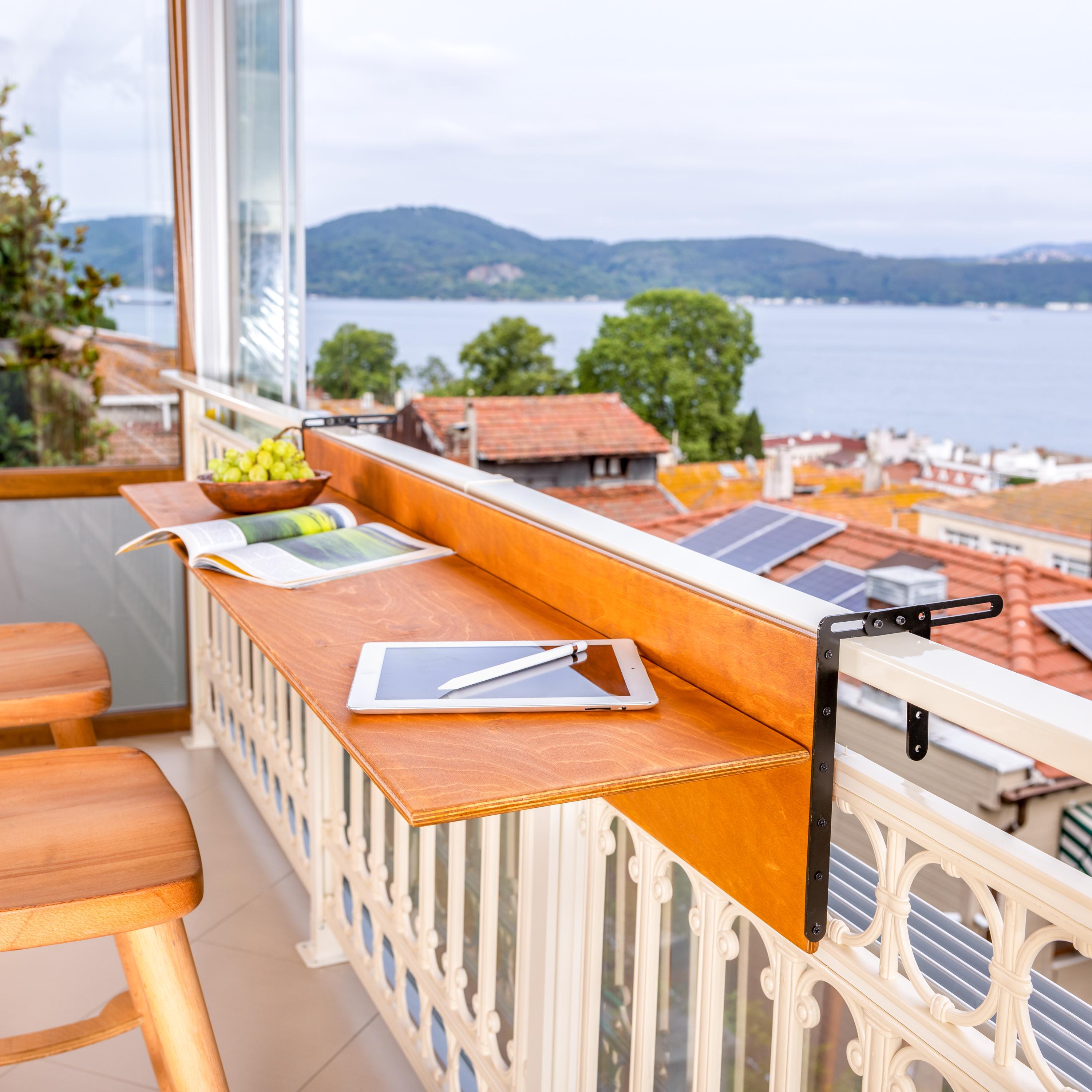 Balcony Bar Rail Table, Railing Deck Table Foldable, Spacesaving Pop up ...