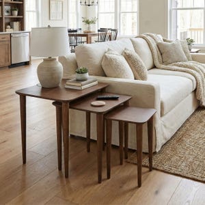 Square Black Nesting End Side Coffee Table Set of 3

Mid Century Modern Small Coffee Table | Wood Nest of Tables | Living Room Furniture

Add a clean and modern touch to your living space with this square black nesting end table set. Designed in a mid-century modern and minimalist style, these tables are perfect for small living rooms, apartments, and space-saving interiors.

You can use the tables together as a nesting set or separately as side tables, coffee tables, or sofa tables.