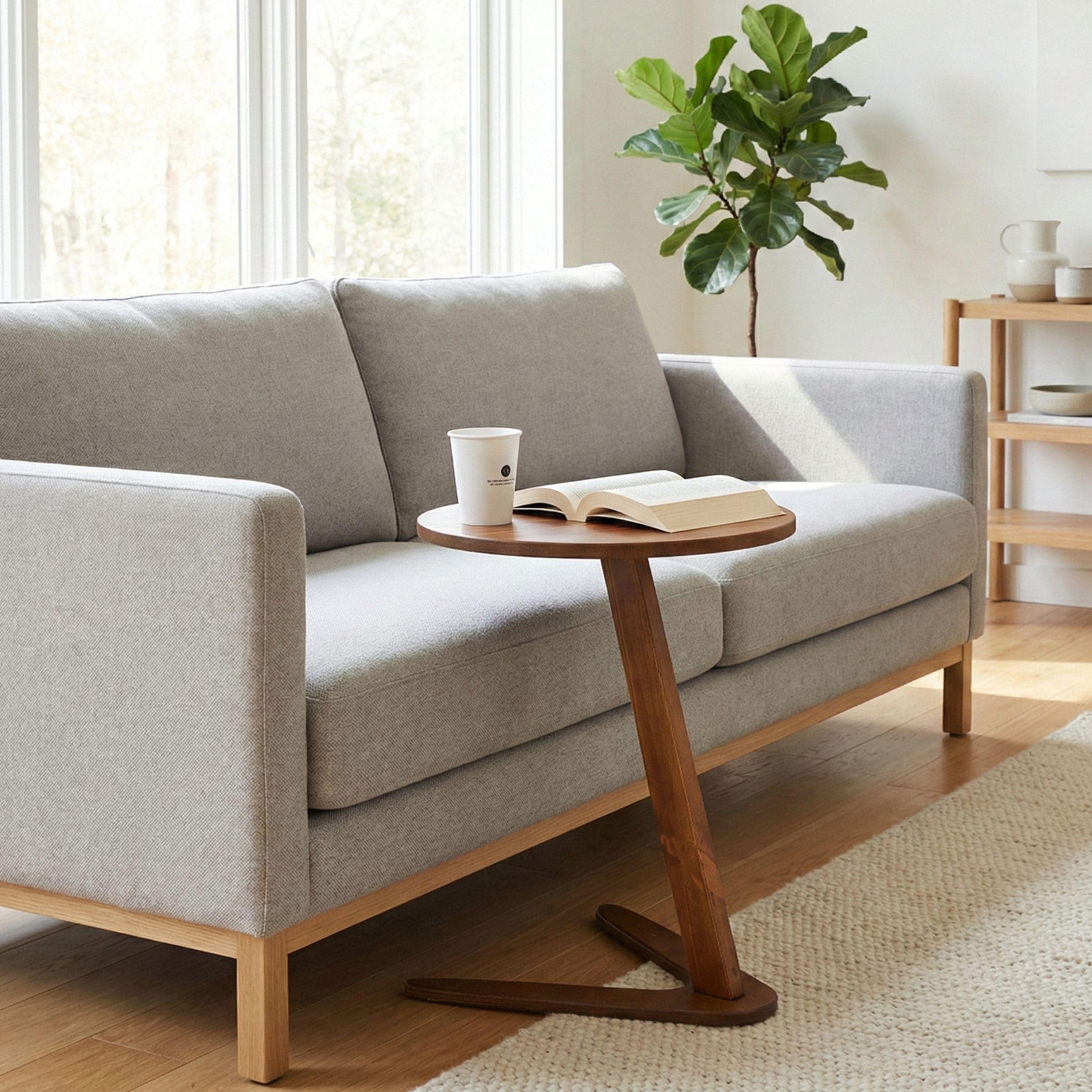 Side C Coffee Table, Oval Space Saving End Tables for Livingroom