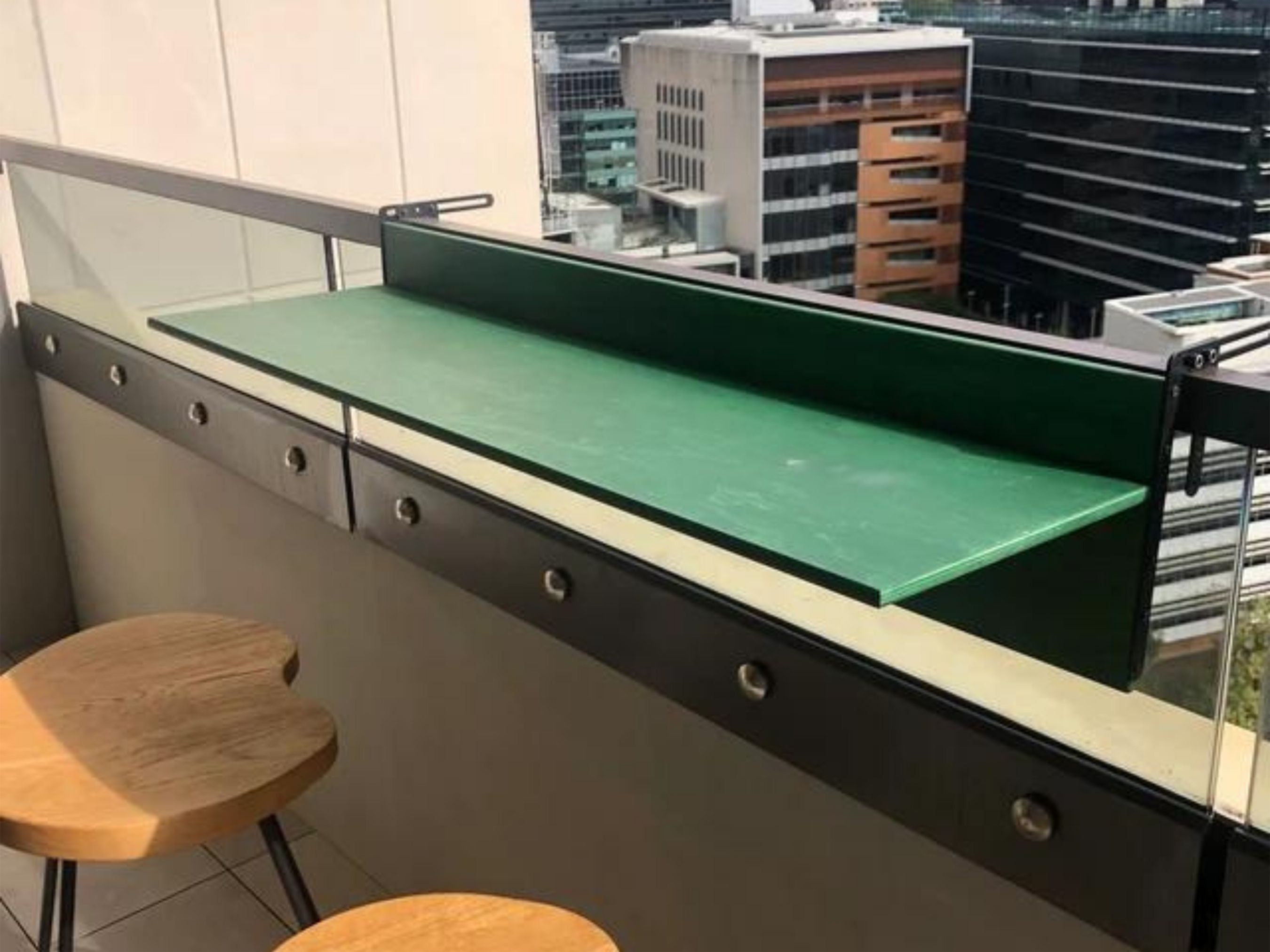 Folding Space Saving Bar Table for Deck, Veranda and Porch Railings, Balcony Bar Table Hanging over Railing, Outdoor Foldable Railing Table