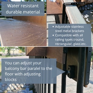 Walnut Balcony Table Space Saver, Balcony Bar Table for Railing, Wooden Patio Bar Table, Folding Table for Terrace, Custom Folding Table