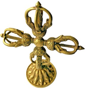 Handmade Brass Double Vajra Dorje Thunderbolt Tantric Buddhism 14.5cm tall