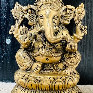 13cm/1.116kg Brass Ganesh Statue, Ekdanta Ganapati,Nepal Handcrafted Statue
