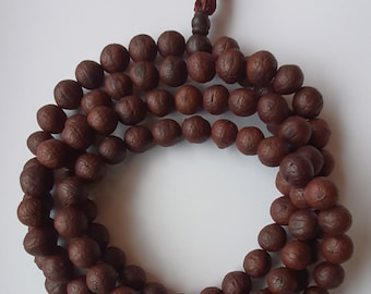 16mm Large Chunky Bead  • Brown Antique Phoenix eye Bodhi Seed mala  • Necklace