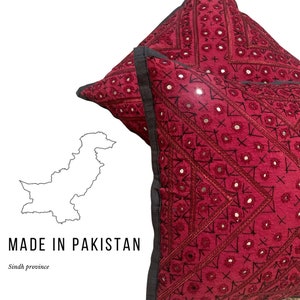 Pakistani Handmade Mirror Work Pillow Cover (Set of 2)
