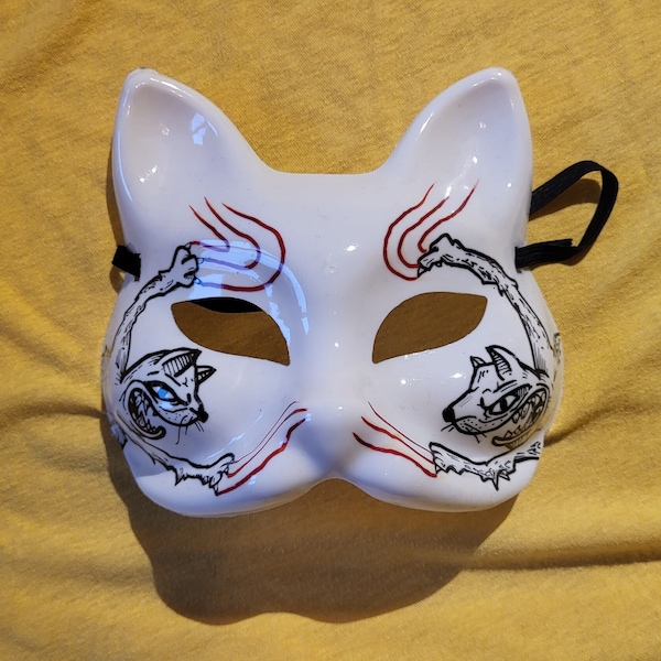 Maske „Scratch“ | Katze | Tiermaske | Horror | Handbemalt | Für Halloween, Kostümparty, Karneval, Cosplay | oder als Deko und Geschenk