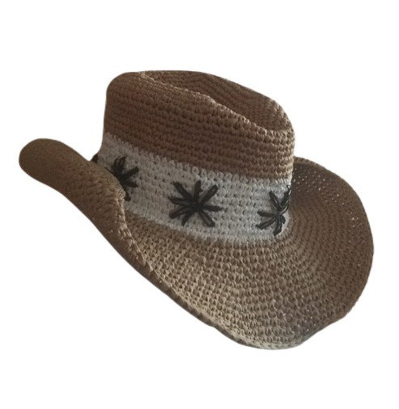 Raffia Cowboy Hat Crochet Cowboy Hat Personalized Calligraphic Etsy