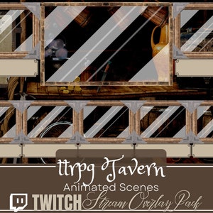 Stream Overlay, medieval tavern, ttrpg overlays, twitch overlay, webcam panels scenes dnd pathfinder nerdy gifts for him, obs, streamlabs