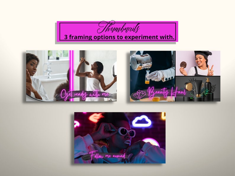 Editable Aesthetic Neon Pink Black Youtube Channel Branding - Etsy