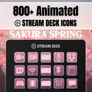 Animated Sakura Spring Stream Deck icons set, 800+ Cute Pink Kawaii Gamer Girl Button Pack for Elgato Streamdeck, Instant Digital Download