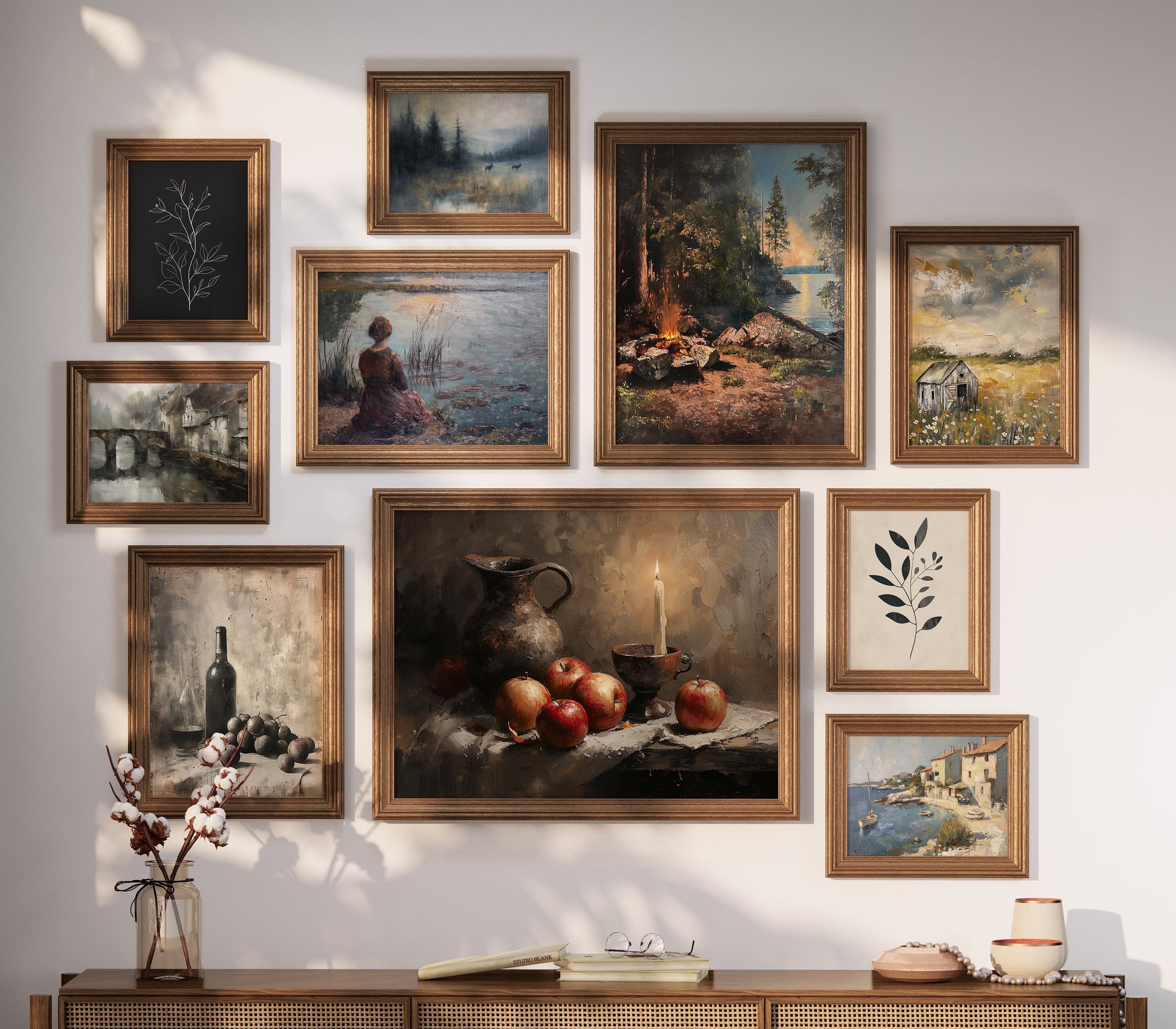 Moody Rustic Gallery Wall Art PRINTABLE Set of 10 Vintage Living Room ...