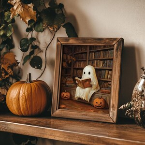 Spooky Vintage Library Ghost Art Print Halloween Academia Decor ...