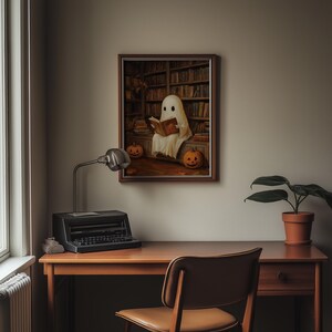 Spooky Vintage Library Ghost Art Print Halloween Academia Decor ...