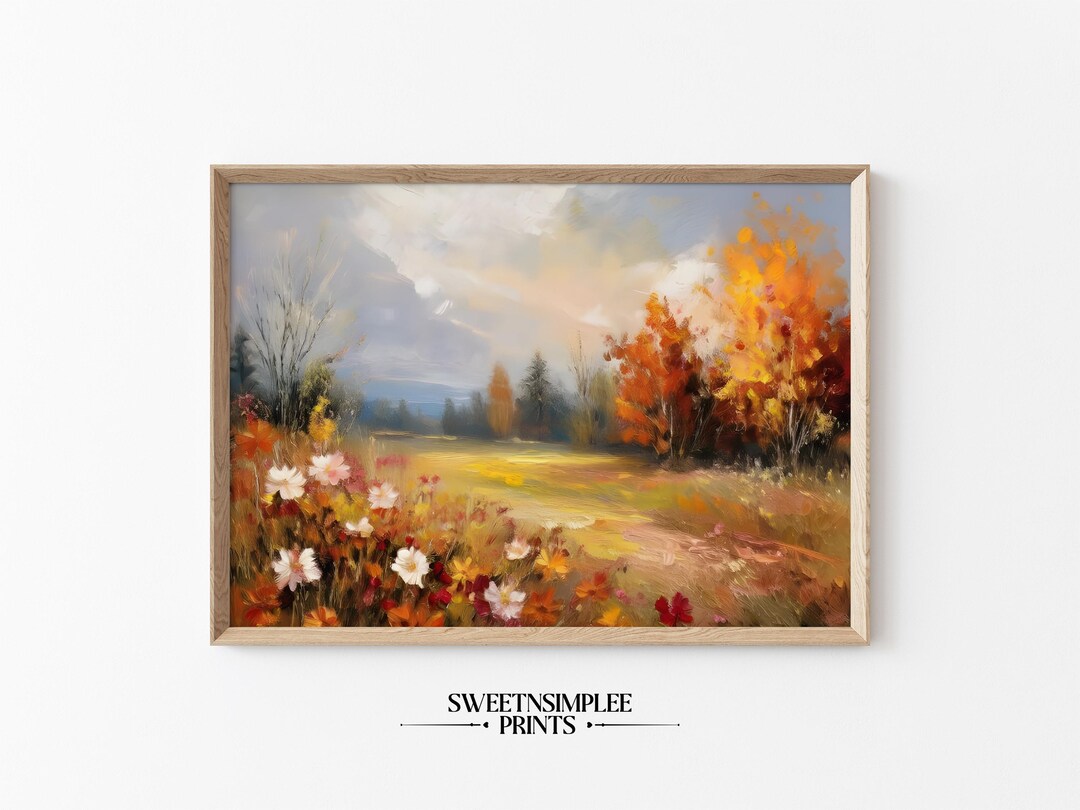 Autumn Landscape Painting Printable Vintage Rustic Fall Wall Art ...
