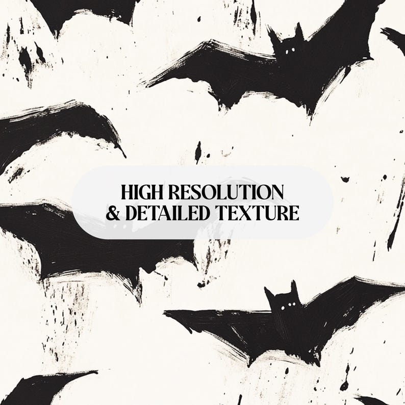 Halloween Frame TV Art Black Bats & Neutral Fall Decor Black and White