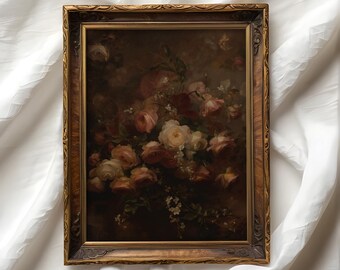 Moody Flower Painting Printable Wall Art Vintage Floral Wall Art ...