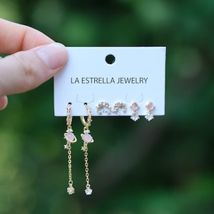 Pila di orecchini a cerchio pendenti, set di orecchini a bottone a forma di luna, orecchini a set multipli placcati in oro 18 carati, orecchini minimalisti