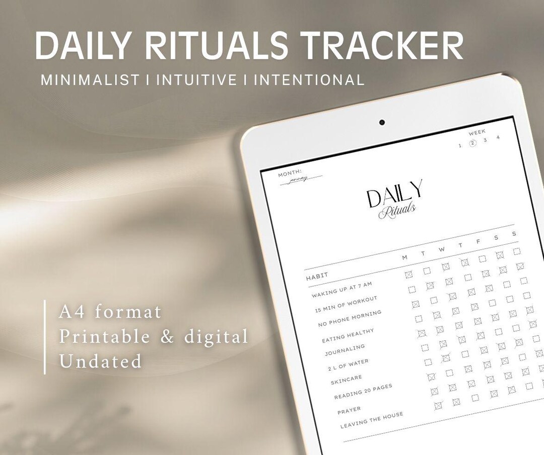 Minimalist Daily Rituals Habit Tracker — Undated | Printable & Digital ...