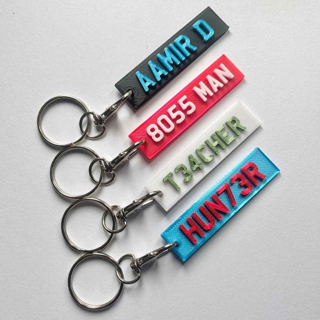 Number Plate Keyrings | 3D Printed | Personalised | Car Reg Keyring ...