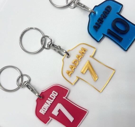 Team Football Shirt Keyrings 3D Printed
