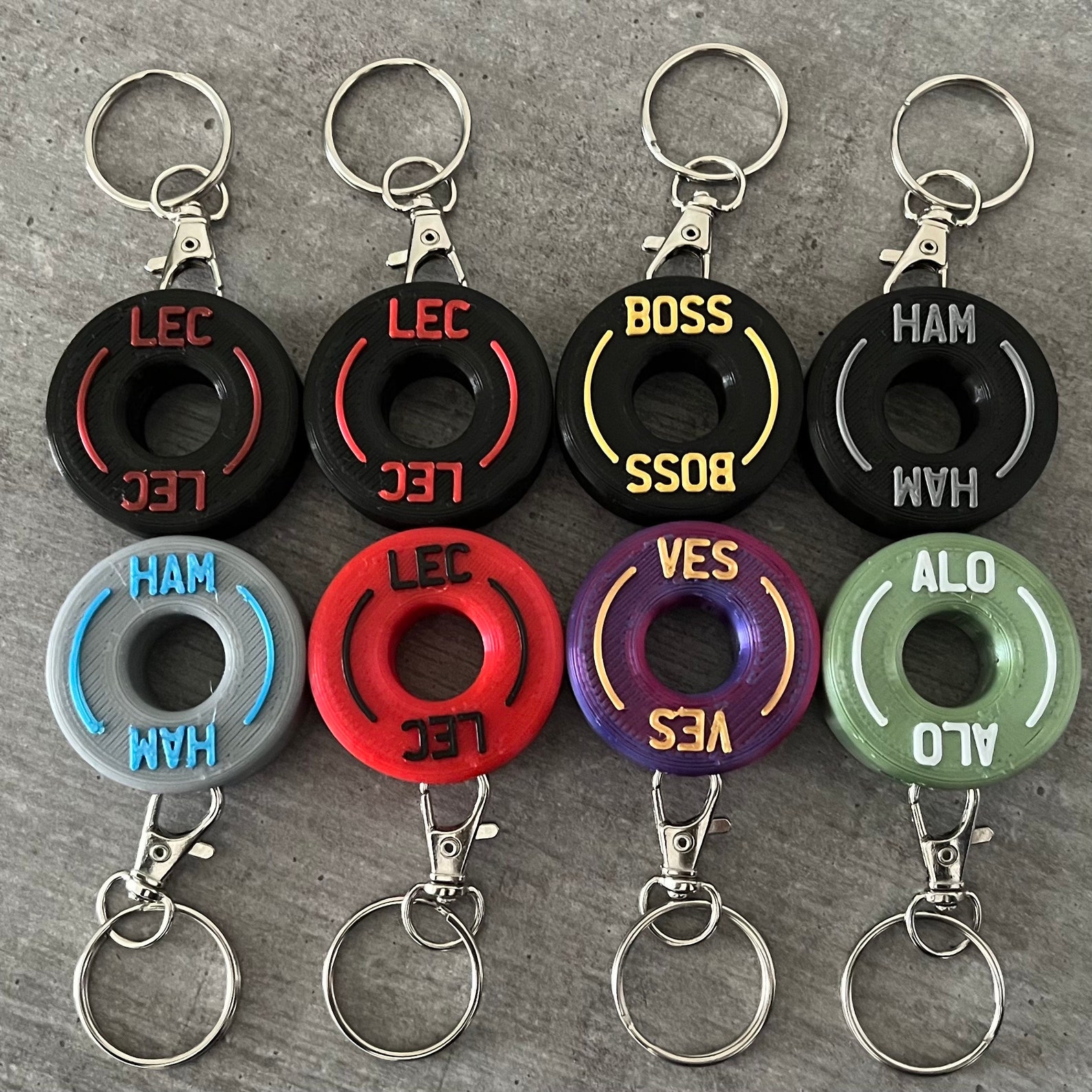 F1 Tyre Keyrings | Formula One Keyrings | 3D Printed | Personalised ...