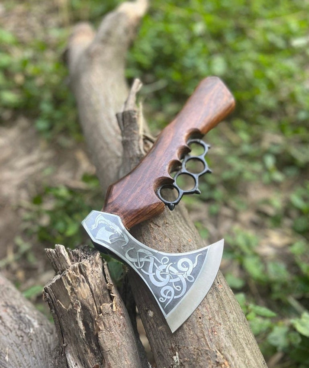 Mini Carbon Steel Knuckle Axe, Custom Handmade Tomahawk Axe, Throwing