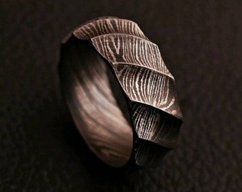 Custom Made Damascus Wedding Ring Personalized Gift For Him, Birthday Gift, Gift for Girl Friend, Gift For Boyfriend