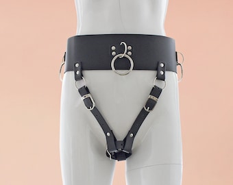 Fully adjustable forced orgasm belt, Hitachi wand harness with 3 O rings
