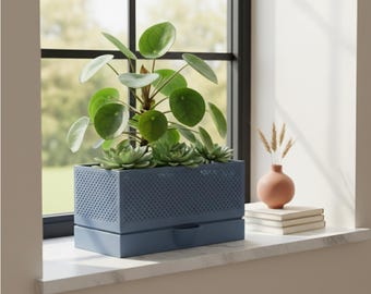 Plant Pot with Drainage Tray, 3D Printed Planter, Indoor Planter Pot, Modern Home Decor