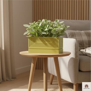 Modernes Pflanzgefäß mit Drainage, Rechteckiges Pflanzgefäß, Hell Grün.