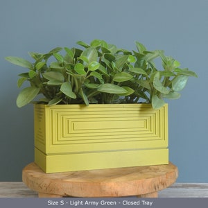 Modern Planter with drainage, Rectangle planter, Light Army Green.