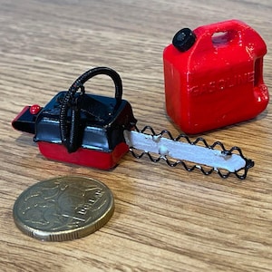 Dollhouse Miniature Chainsaw and Gas Tank