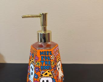 Halloween ghost themed soap dispenser.  Hand-painted/Free shipping.