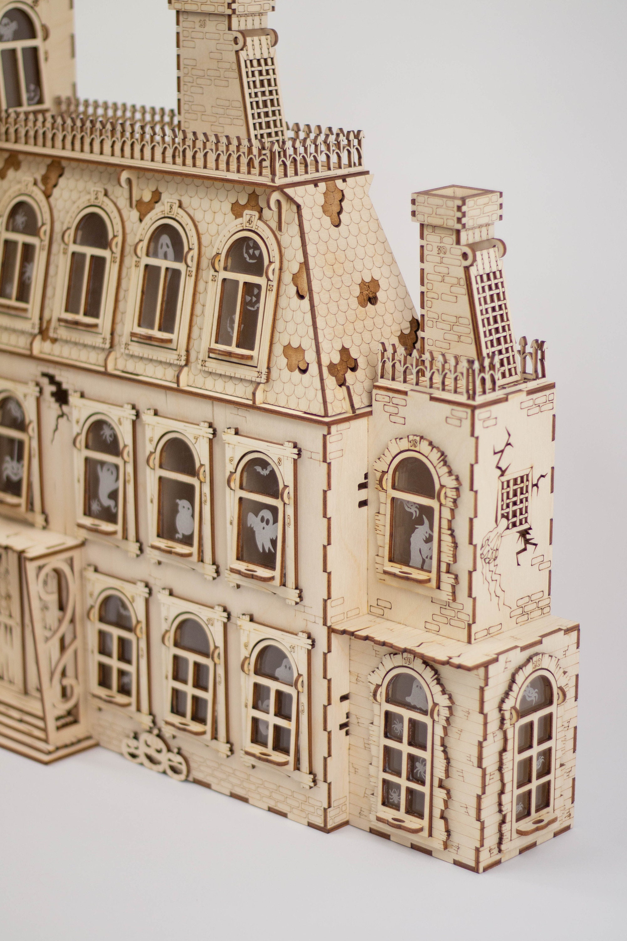 Halloween Advent Calendar House for Halloween Decor Wooden Adven