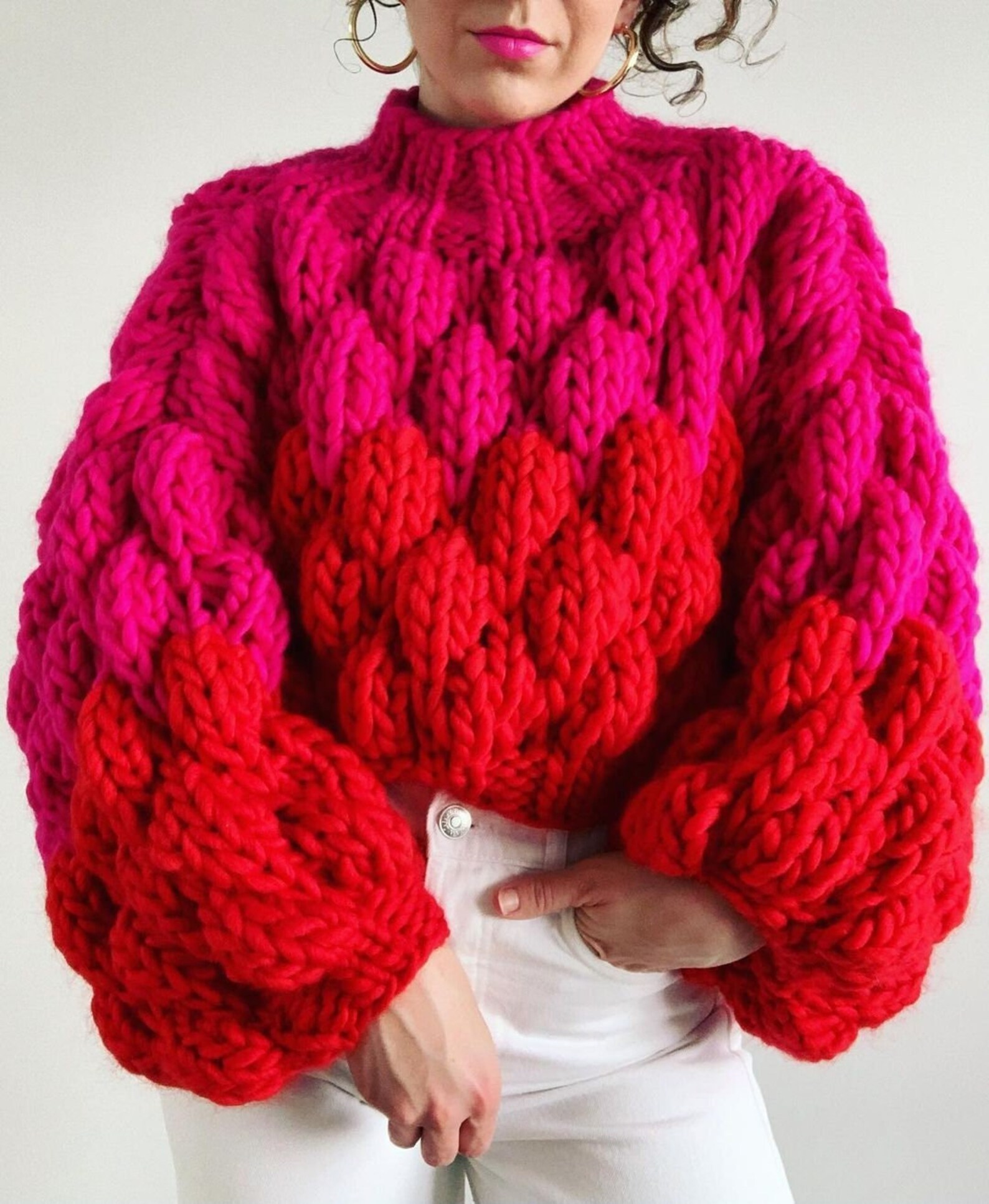 Chunky Sweater Knit Sweater Chunky Crochet Sweater Crochet Etsy