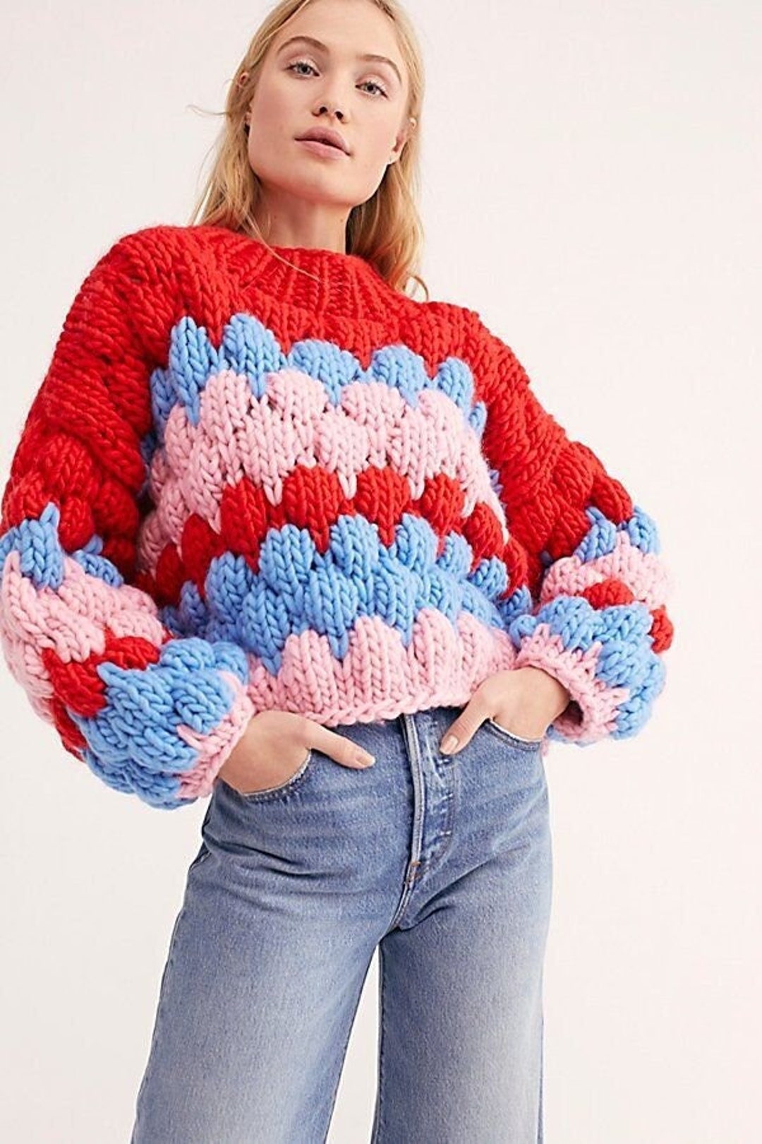 Chunky Sweater, Knit Sweater, Chunky Crochet Sweater, Crochet Sweater ...