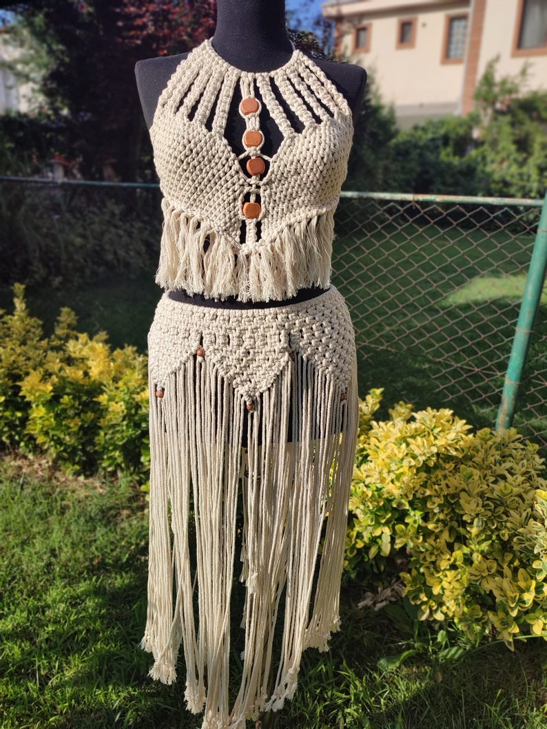 Macrame Clothing, Macrame Top, Boho Crop Top, Festival Outfit, Macrame Dress, Boho Beach Cover Up, Bikini Cover Up, Brazilian Bikini Sale image 6