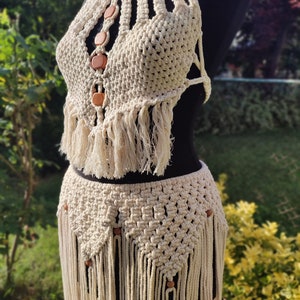 Macrame Clothing, Macrame Top, Boho Crop Top, Festival Outfit, Macrame Dress, Boho Beach Cover Up, Bikini Cover Up, Brazilian Bikini Sale image 7