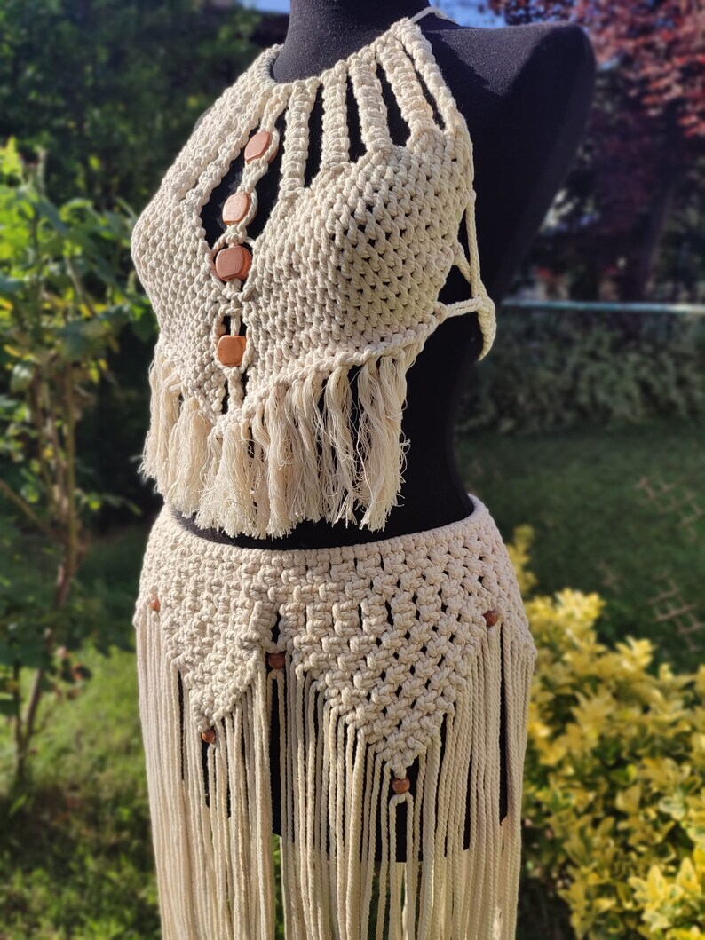 Macrame Clothing, Macrame Top, Boho Crop Top, Festival Outfit, Macrame Dress, Boho Beach Cover Up, Bikini Cover Up, Brazilian Bikini Sale image 7